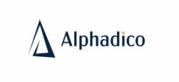 Logo of Alphadico Ltd, in blue.