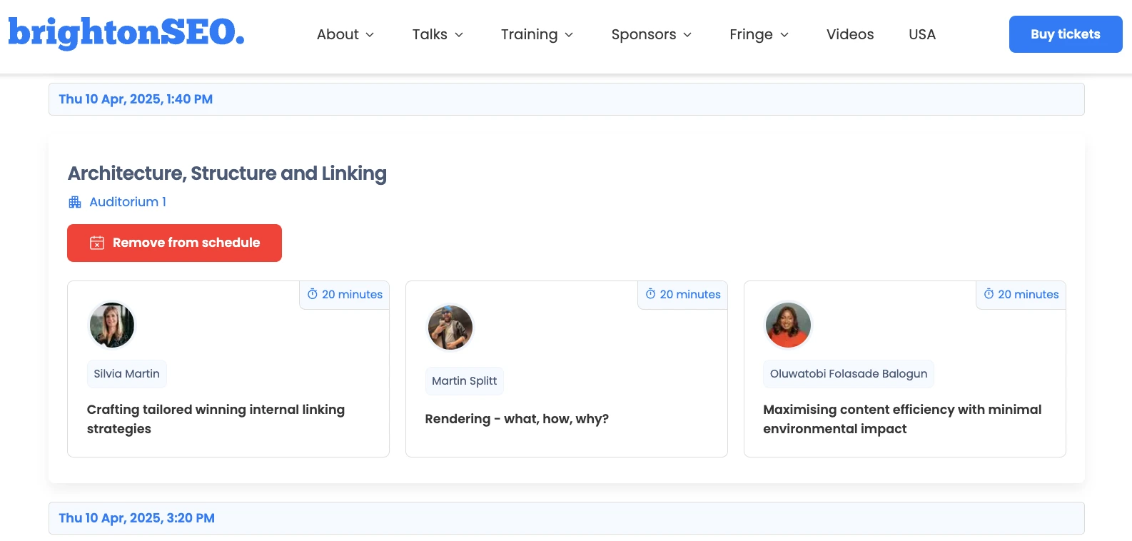 brightonSEO agenda schedule