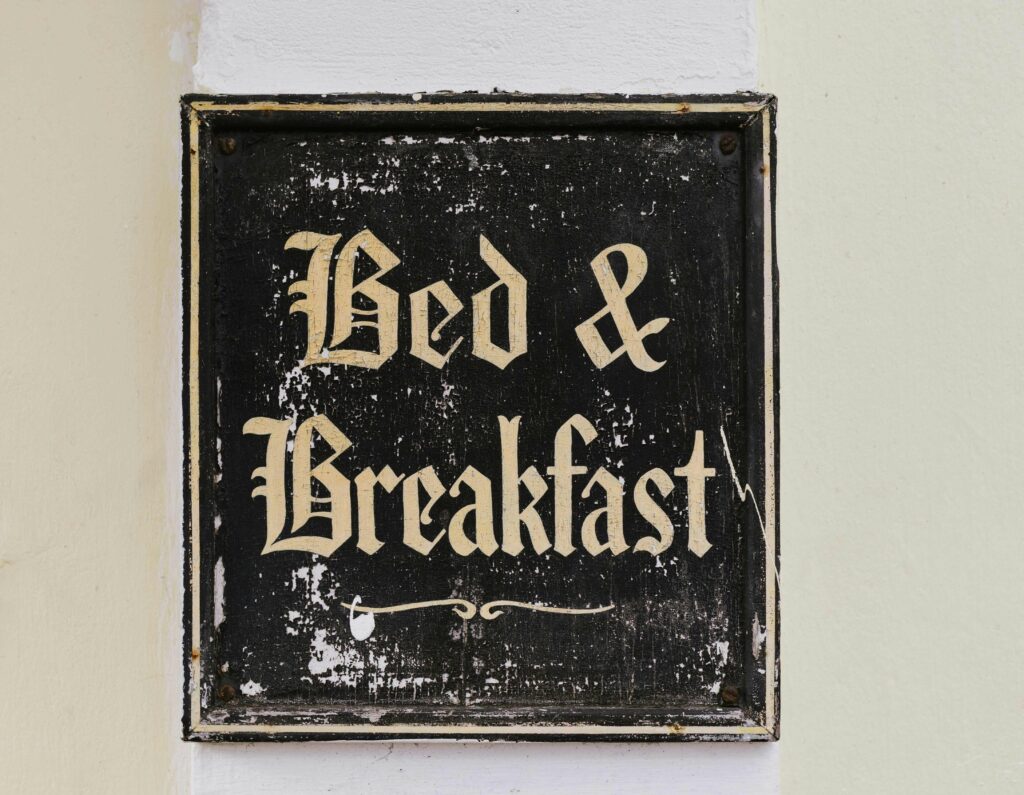 Bed and breakfast sign.
