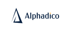 Logo of Alphadico Ltd, in blue.