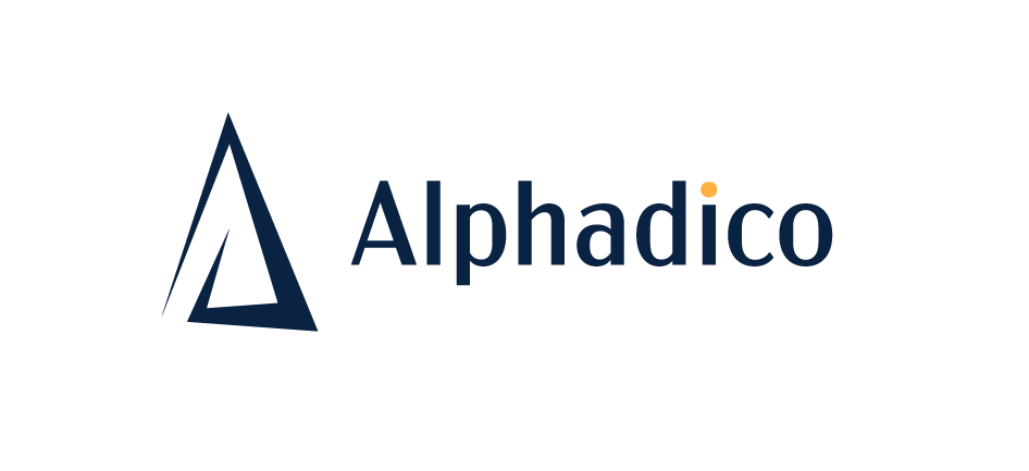 Logo of Alphadico Ltd, in blue.